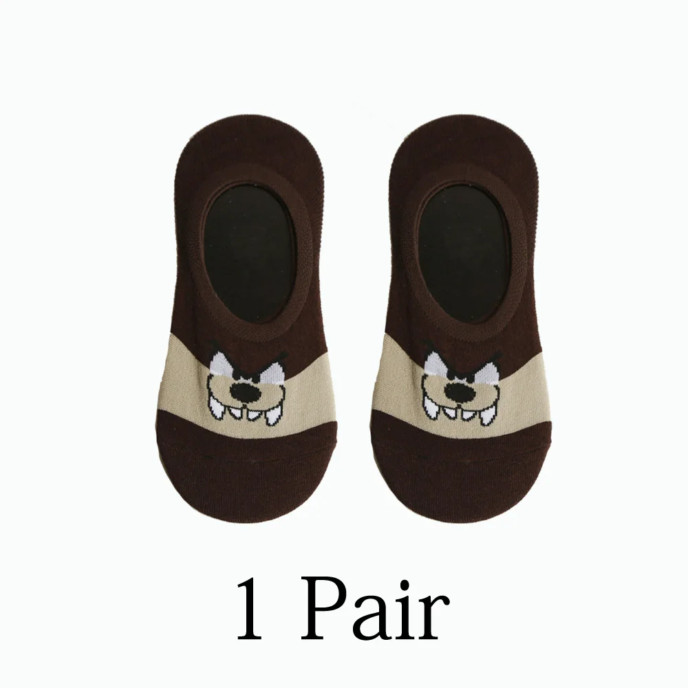 one pair 5 Для женщин носки в Корейском стиле летнее платье с милыми животными, Носки с рисунком медведя из мультика Мышь заниженные носки тонкие милые невидимые силиконовые Нескользящие носки-башмачки дропшиппинг - Цвет: one pair 5