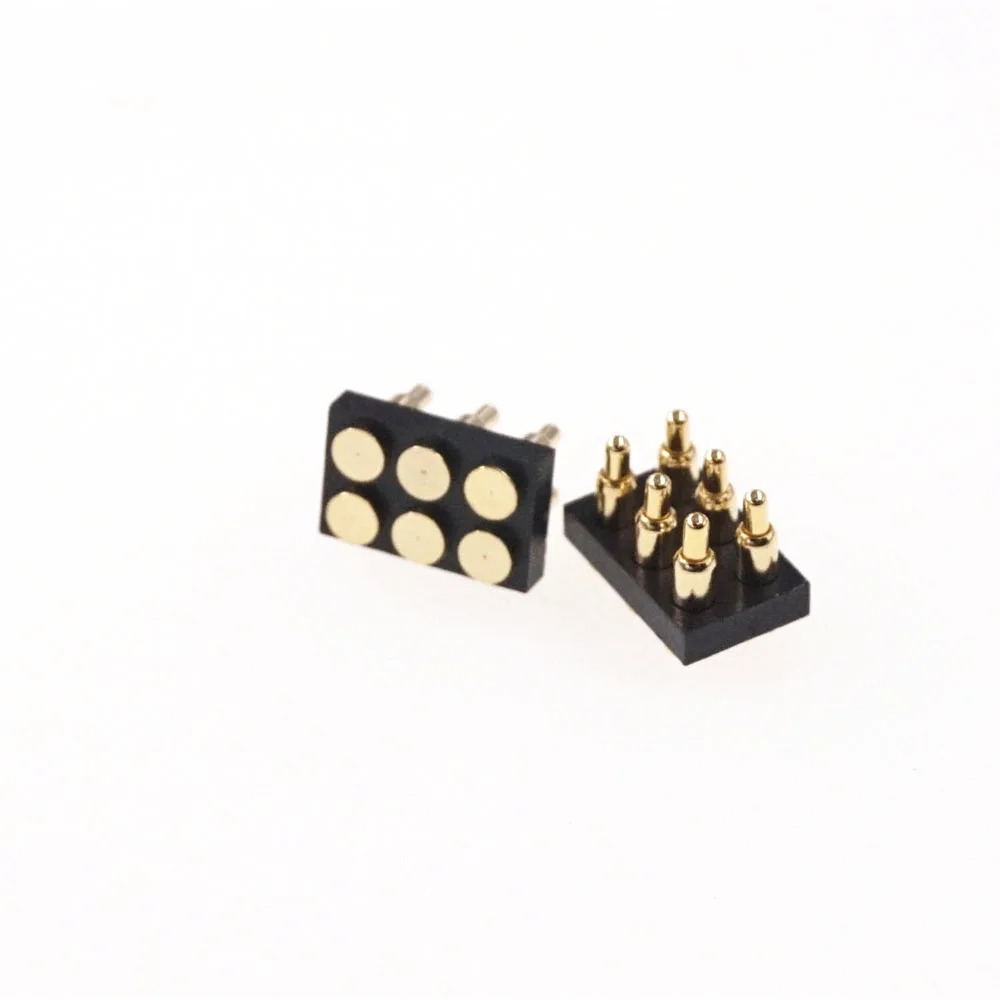 2Pcs Spring Loaded Pogo Pin Connector 6 Position 2x3 Grid 2.54 Pitch SMT 5.5 MM Height Dual Row Surface Mount PCB