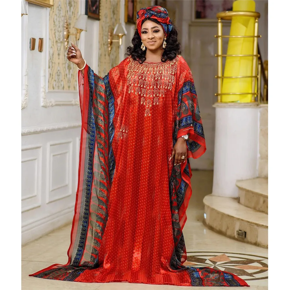 

New African Women Dashiki Diamond Loose Dress + Inside Skirt Two Piece Set Nigeria Robe Moroccan Kaftan Dubai Abaya Gown Caftan