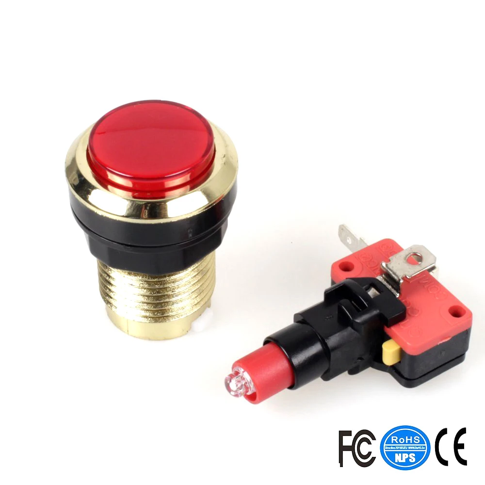 10 шт./лот позолоченный светодиодный кнопочный переключатель 30 мм с отверстиями