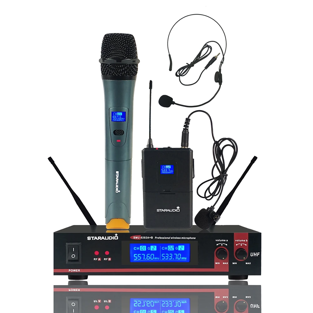 2-канальная микрофонная система УВЧ 1 канал беспроводной ручной микрофон |