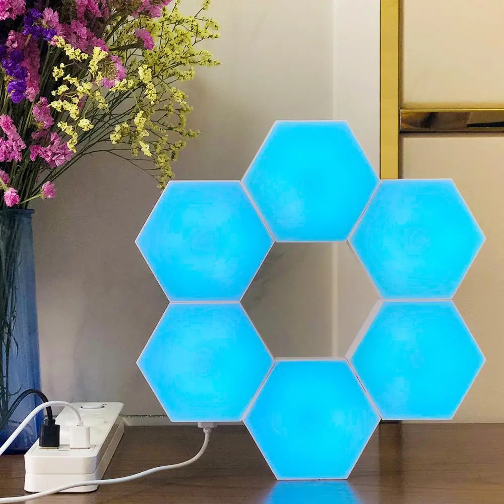 Чувствительный к касанию квантовый светильник RGB шестиугольный модульный