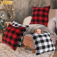 2pcs buffalo plaid pillow cases burlap modern cosy pillowcase for party wedding new home christmas table decor home decorations