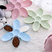 flower shape pet bowl with 6 connected bowls for small dog cat water dish cat feeding bowls puppy cat slow down eatting feeder