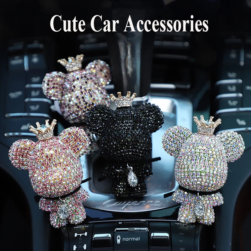 

Автомобильный ароматизатор с милым медведем, Алмазный автомобильный освежитель воздуха, аниме автомобильные аксессуары, креативный автом...