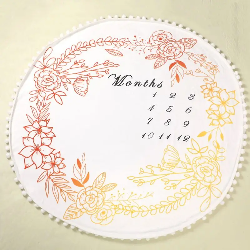 

2 Pcs/set Baby Girls Boys Monthly Milestone Blanket with Frame Newborn Photography Props Kids Bathing Gift 03KD