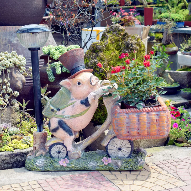 

Garden Courtyard Creative Solar Pig Flower Pot Outdoor Garden Decoration Decoration Garden Flower Shop Villa Decoration M2654