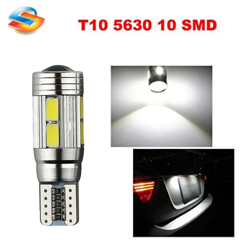 

100 шт., автомобильные светодиодные лампы T10 Canbus 10SMD 5630 5730