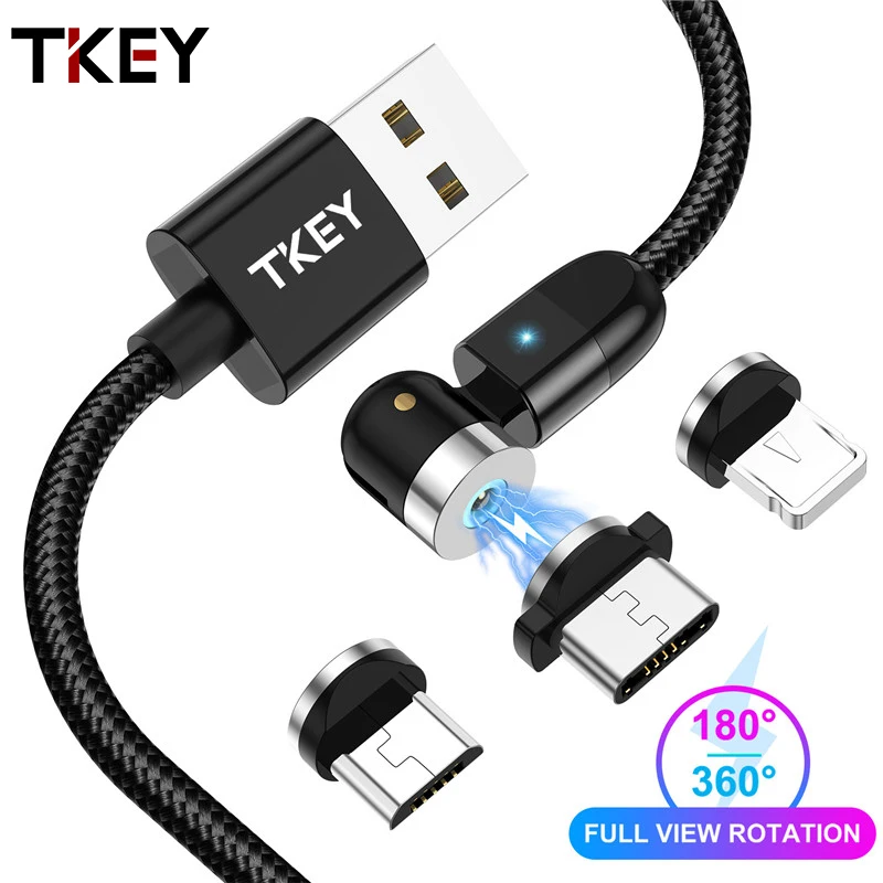 Магнитный кабель TKEY 360 типа c для iphone xiaomi mi 9 10pro Android Быстрая зарядка магнитное