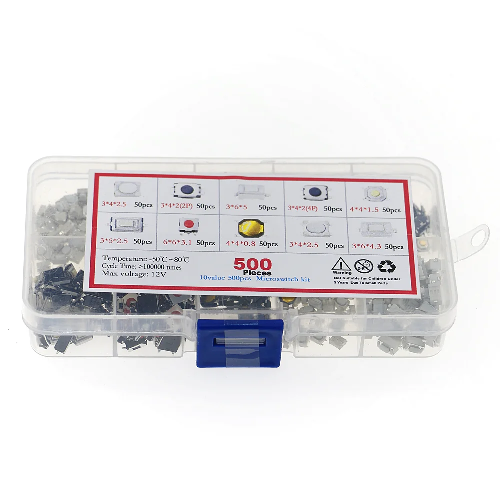 500 шт. 10 типов Тактильный кнопочный переключатель автомобиль дистанционного