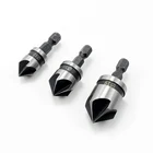 Набор сверл с зенкером Mayitr, комплект из 3 шт.компл. сверл для снятия фаски по дереву и металлу, 12 мм, 16 мм, 19 мм, 90 градусов