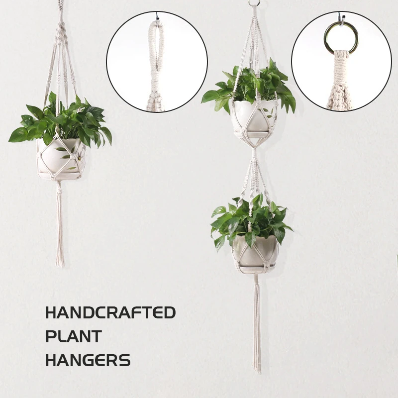 

80/125/152cm Hanging basket Macrame Plant Hanger Baskets Flower Pots Holder Hanging Decor Rope handcrafted plant hangers Garden
