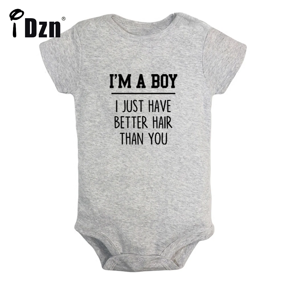 

I'm A Boy I Just Have Better Hair Than you Baby Boys Fun Rompers Baby Girls Cute Bodysuit Infant Short Sleeves Jumpsuit Clothes