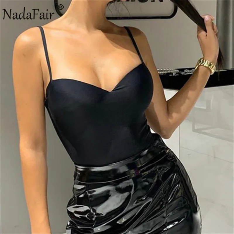 Nadafair сексуальный женский комбидресс на тонких бретельках черный белый базовый
