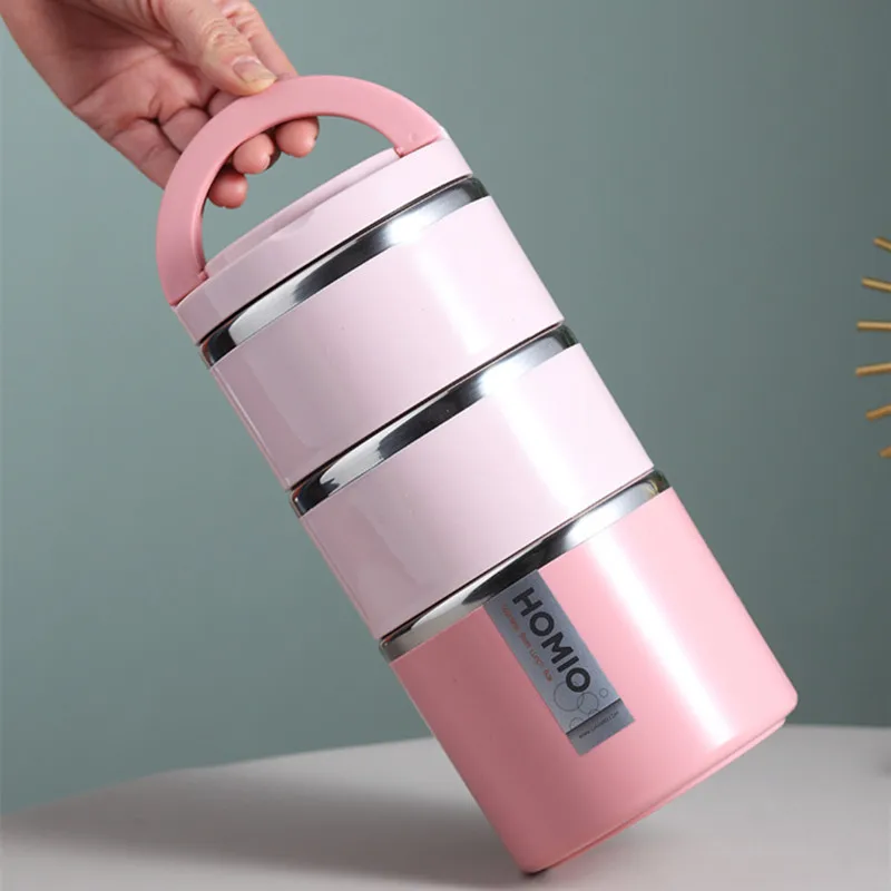 

Stainless steel portable multi-layer insulated lunch box with lid sealed lunch box breakfast cup oatmeal soup cup