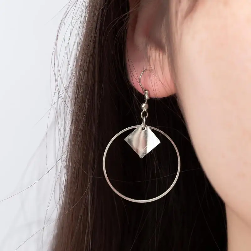 Простой стиль модных серебряных золотых сережек для женщин квадратные круглые геометрические висячие 2019 женские Пендиентес ювелирные изделия.