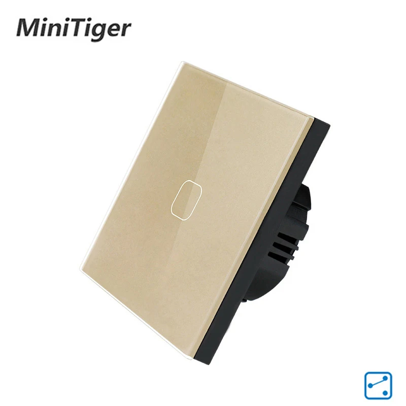 Minitiger EU Standard Wall Ligth Touch Switch 1 Gang 2 Way Control Screen Crystal Glass Panel 220-250V 2pcs/pack | Строительство и