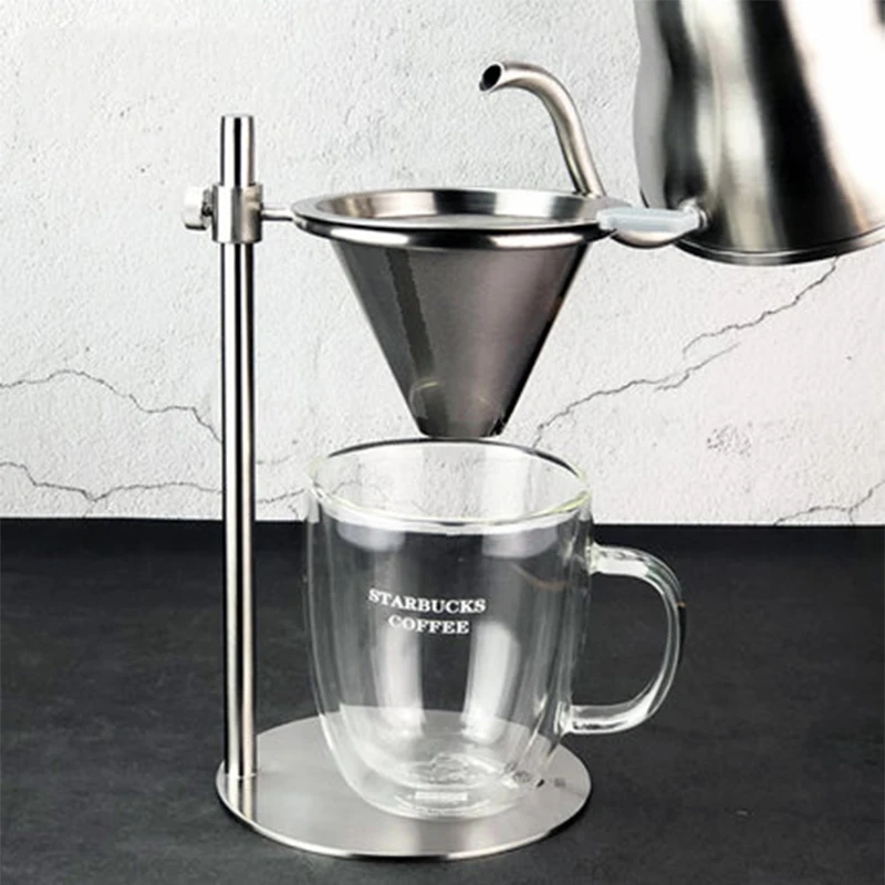 Кофейная капельная стойка из нержавеющей стали двухслойный фильтр легко