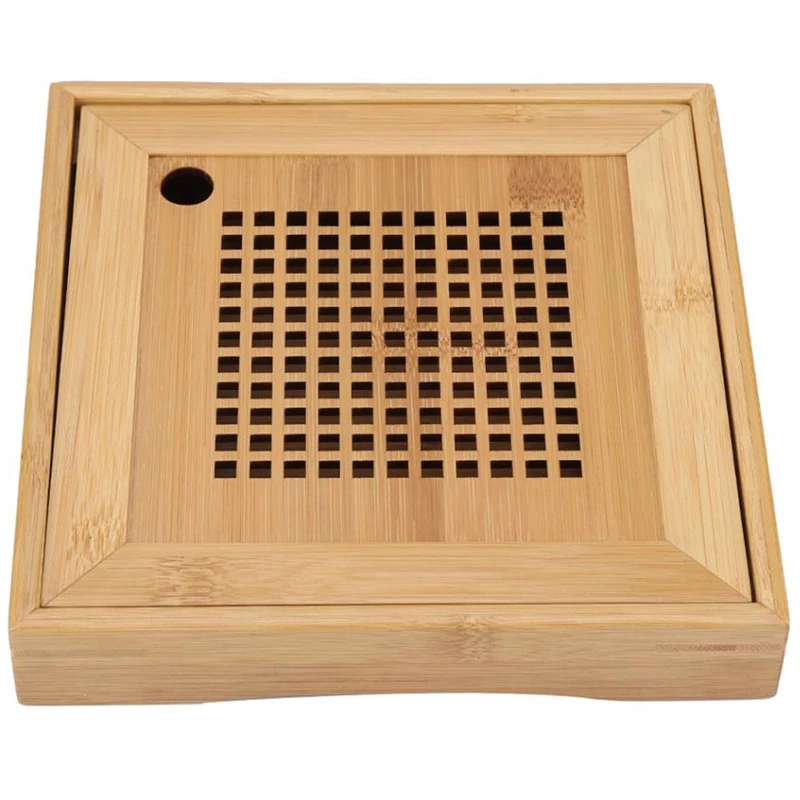Квадратный Бамбуковый мини-поднос для чая дренажный поднос воды искусственный