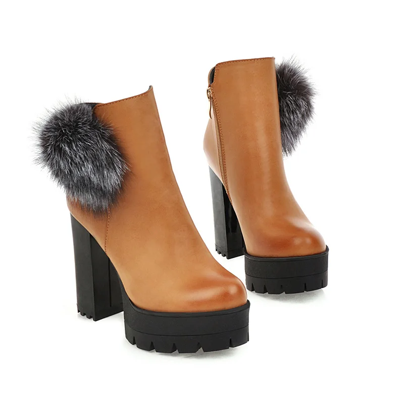 WETKISS/ботинки на Высоком толстом каблуке женские ботильоны платформе женская