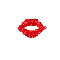 2021 new korean fashion temperament pin rhinestone brooch red lipstick collar cute clothes brooch