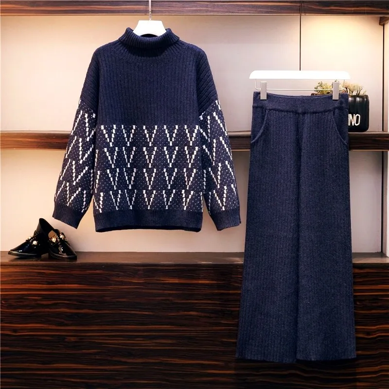 HAMALIEL женский свободный свитер-водолазка спортивный костюм Зимний вязаный