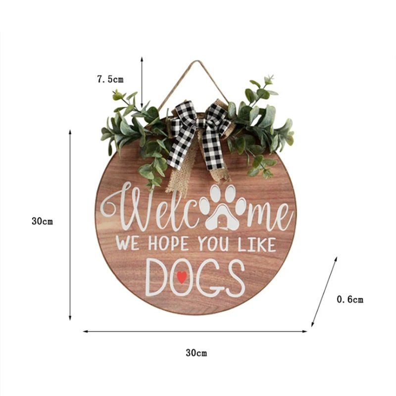 Welcome Bow Letter of Front Door Sign on Wooden House Decoration Pendant Special Days Reminder Board Home Hanging Decor | Дом и сад