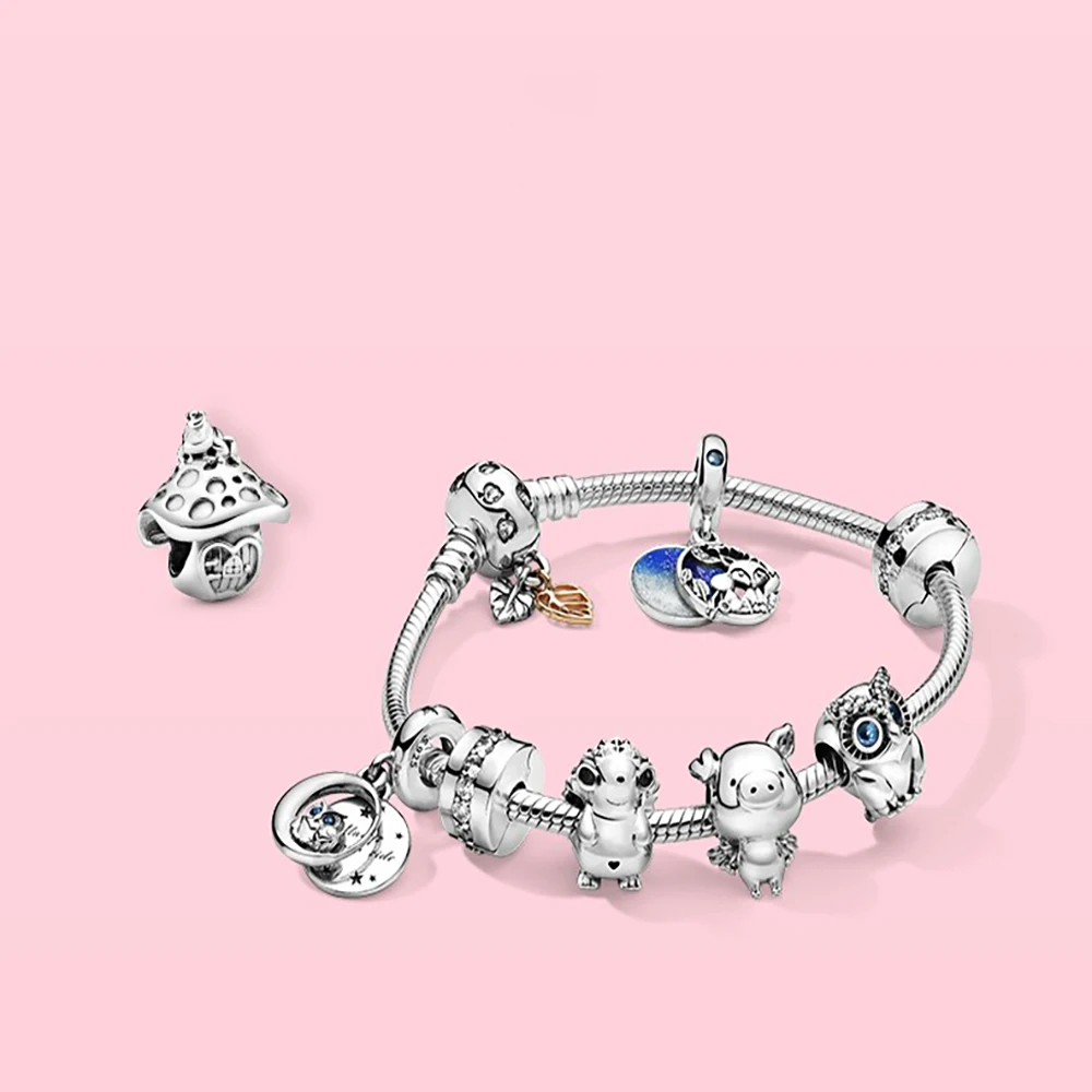 

Ahthen 925 Sterling Silver Beads Mushroom & Frog Charms fit Original Pandora Bracelets for Women Jewelry Making Girl Gift