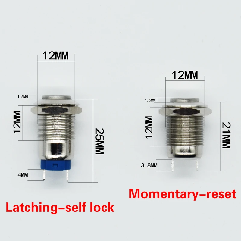 12 мм моментальная Перезагрузка самоблокирующийся металлический кнопочный