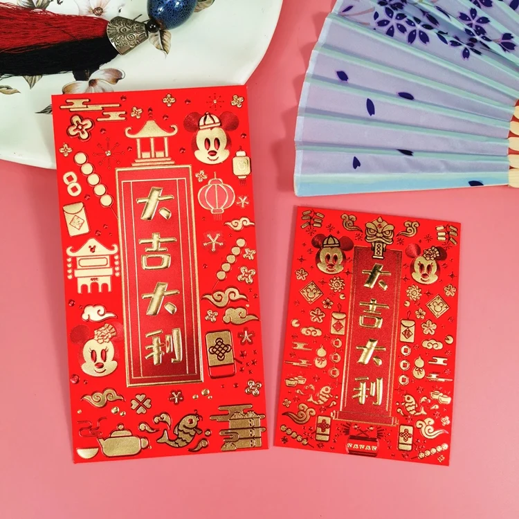 Китайский стиль Микки Минни красный пакет 2020 китайский новый год конверт 6