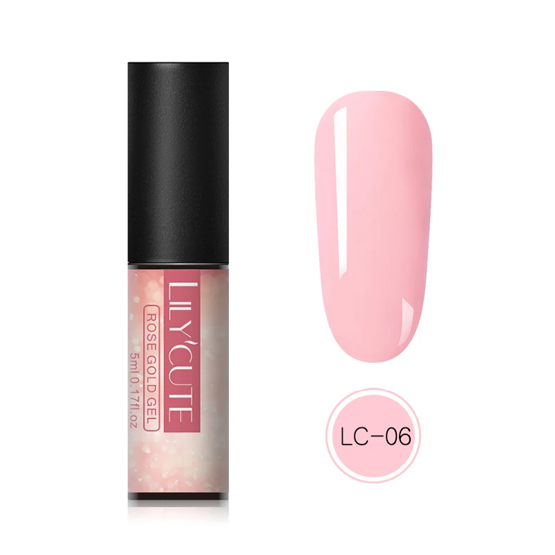 LC-06 LILYCUTE розовый золотой УФ-Гель-лак 5 мл замачиваемый Блестящий лак для ногтей замачиваемый Сияющий УФ-гель долговечный гель для дизайна ногтей - Цвет: LC-06