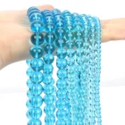 Бусины из натурального камня, голубые стеклянные круглые бусины, гладкие незакрепленные бусины для аксессуаров сделай сам, 4681012 мм