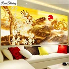 Большая Алмазная 5D картина золотой дракон, вышивка крестиком, сделай сам, китайская Великая стена, круглаяквадратная Алмазная вышивка, мозаика T60