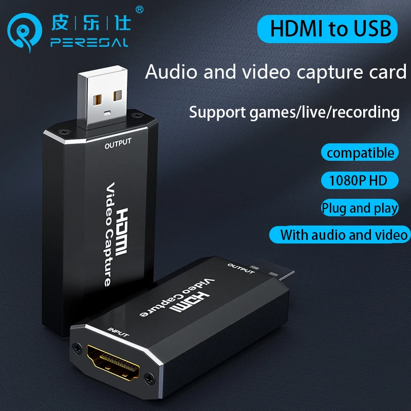 

Карта видеозахвата PEREASSL USB 2,0 HDMI, записывающая коробка для PS4, переключатель, HD-камера, запись, прямая трансляция на компьютер