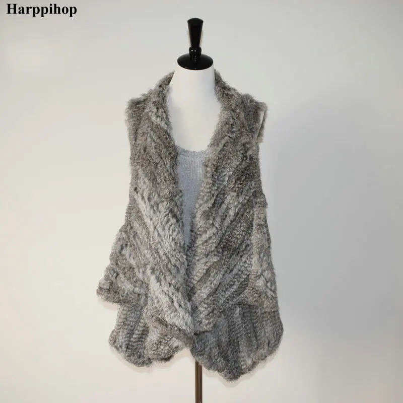 grass grey Качественный модный вязаный жилет из натурального кроличьего меха, жилет из натурального меха, жилет из натурального кроличьего меха, жилет из кроличьего меха, лидер продаж - Цвет: grass grey