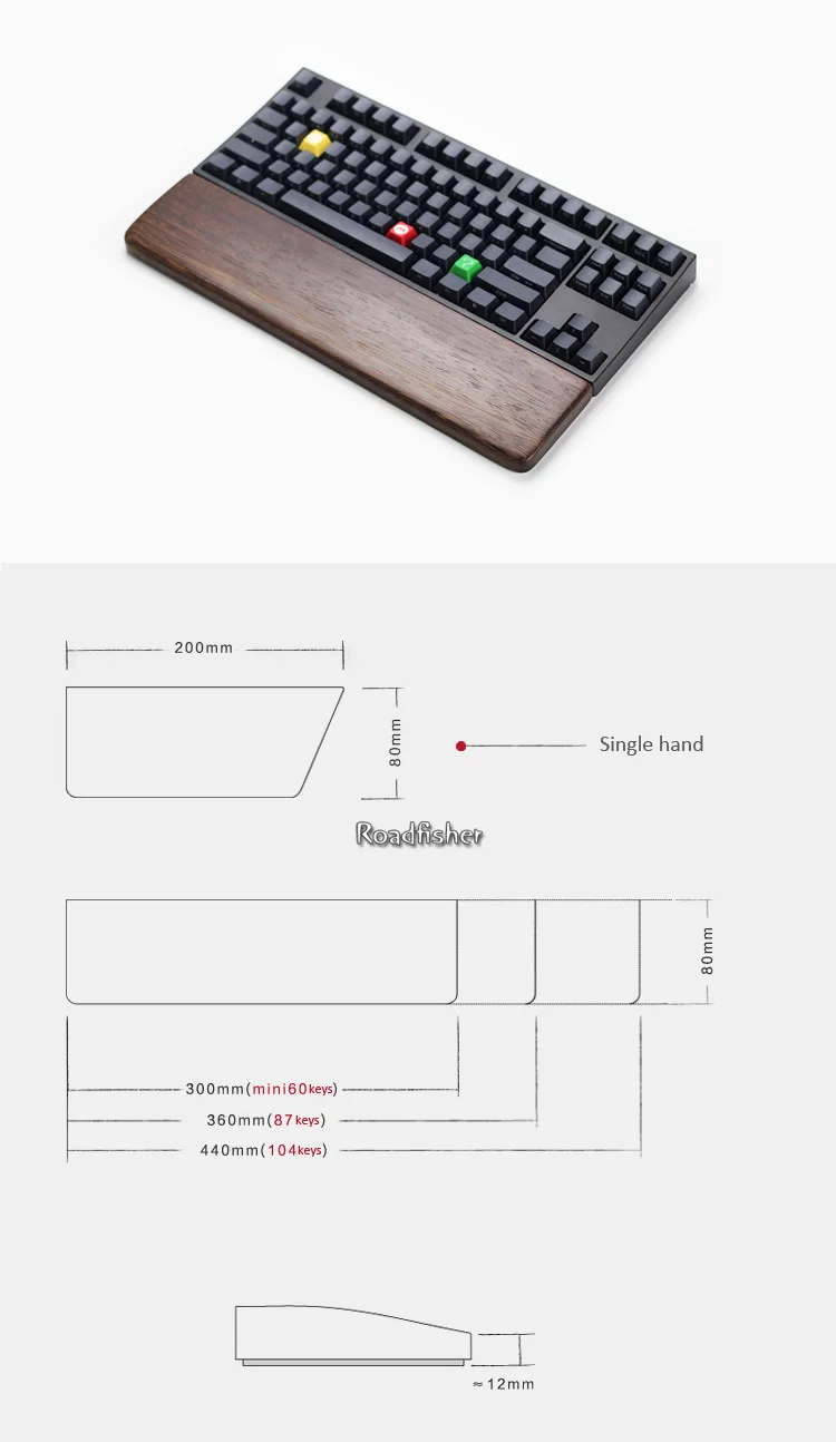 Roadfisher натуральная древесина венге механическая клавиатура для ноутбука с 60/87/104