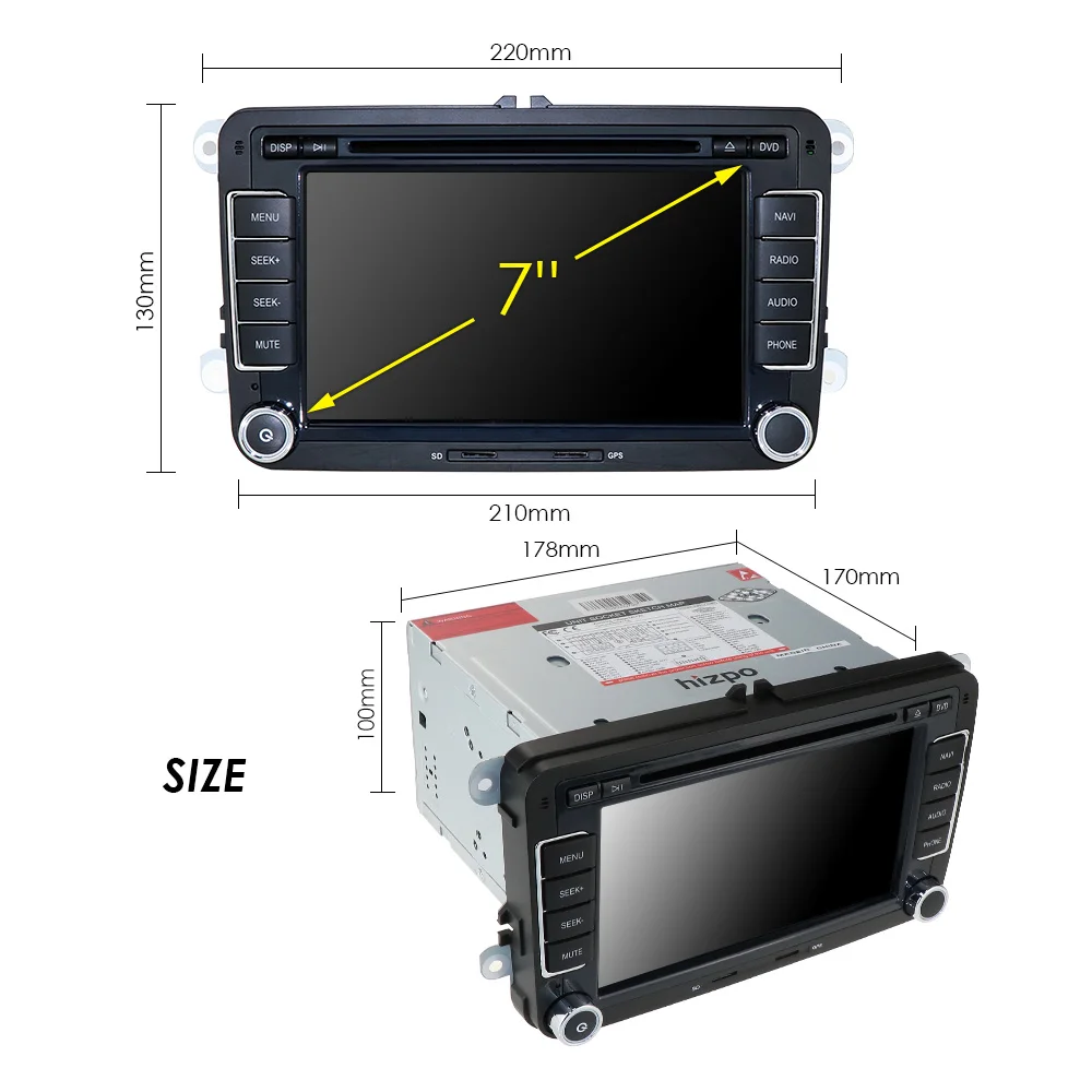 2din Android 9,0 четырехъядерный 2 ГБ 16 ГБ Автомобильный DVD для Passat CC Polo GOLF 5 6 блок EOS T5 Sharan Tiguan с GPS и RADIO BT