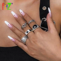 f j4z vintage rings for women hit hop anti silver metal number 8 poker finger ring sets special gifts for christmas 2021