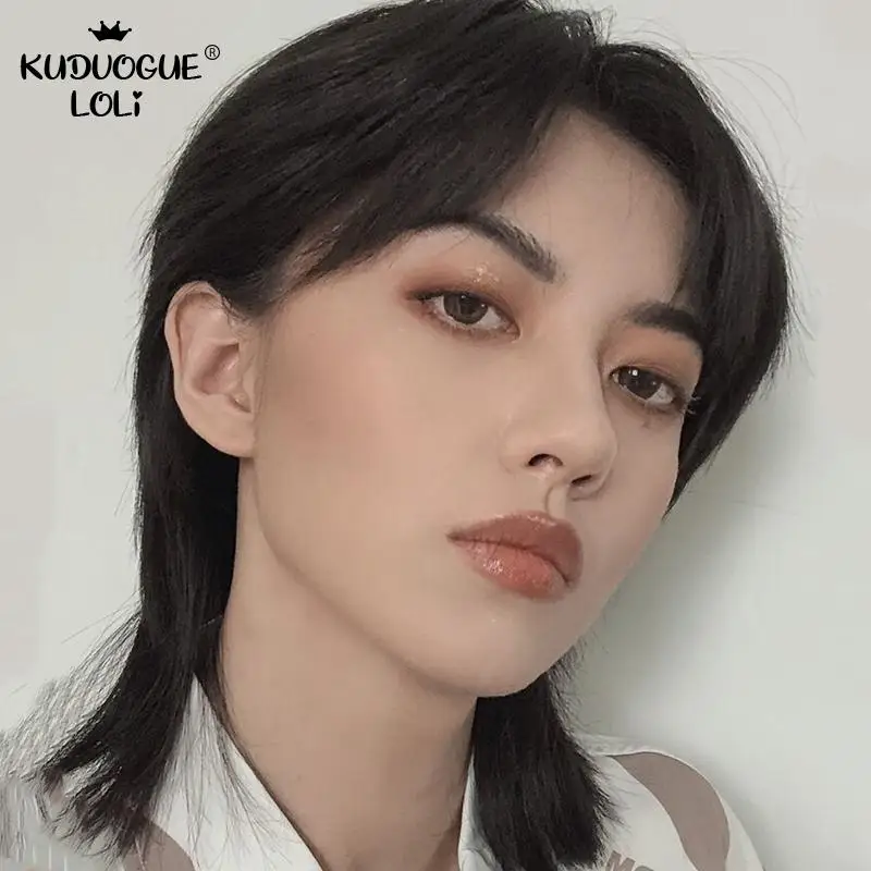 Для мужчин парики прямые синтетические Разделение челкой короткие волосы в