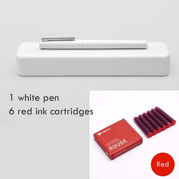 White add red Xiaomi Mijia Kaco BRIO авторучка Цельнометаллический корпус ручки два способа орошения чернил оснащен Шмидтом поглотитель чернил - Цвет: White add red
