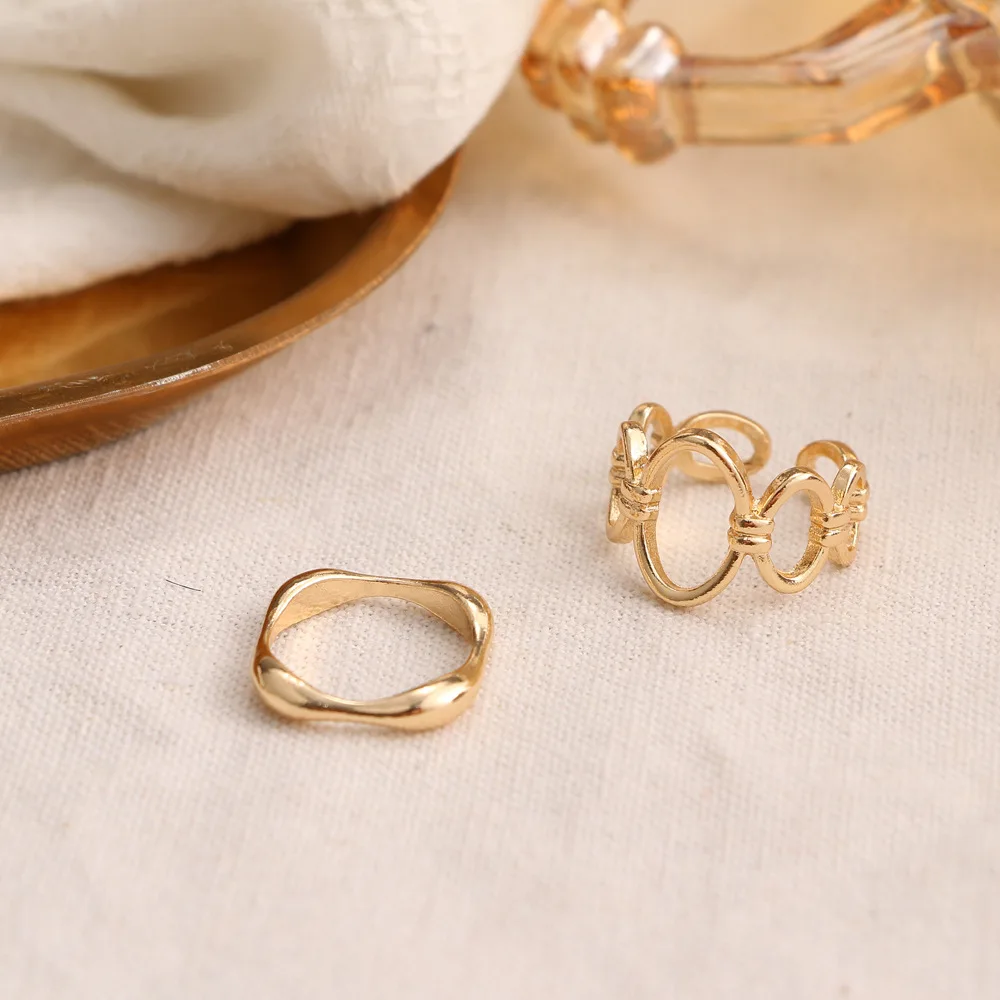 2 шт. новые модные массивные золотые кольца для женщин и девушек минималистичные