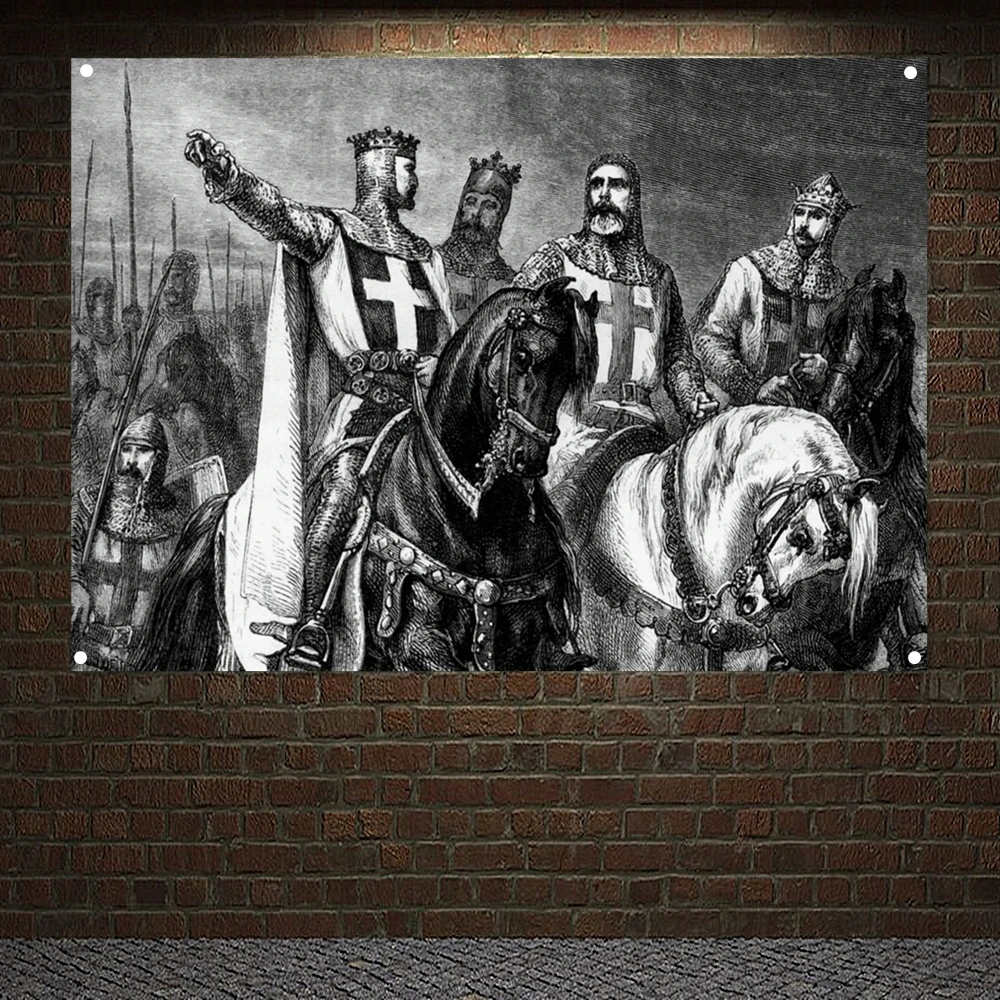 

Ancient Cross Legion Banners Flags Wall Art Knights Templar Posters Wall Hanging Ornaments Mural Canvas Painting Home Decor C2