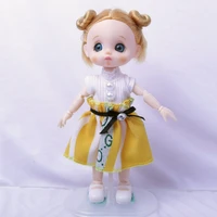 bjd doll with yellow dress 13 movable joints doll 6 inch makeup cute brown blue eyeball dolls with fashion dress for girls toy
