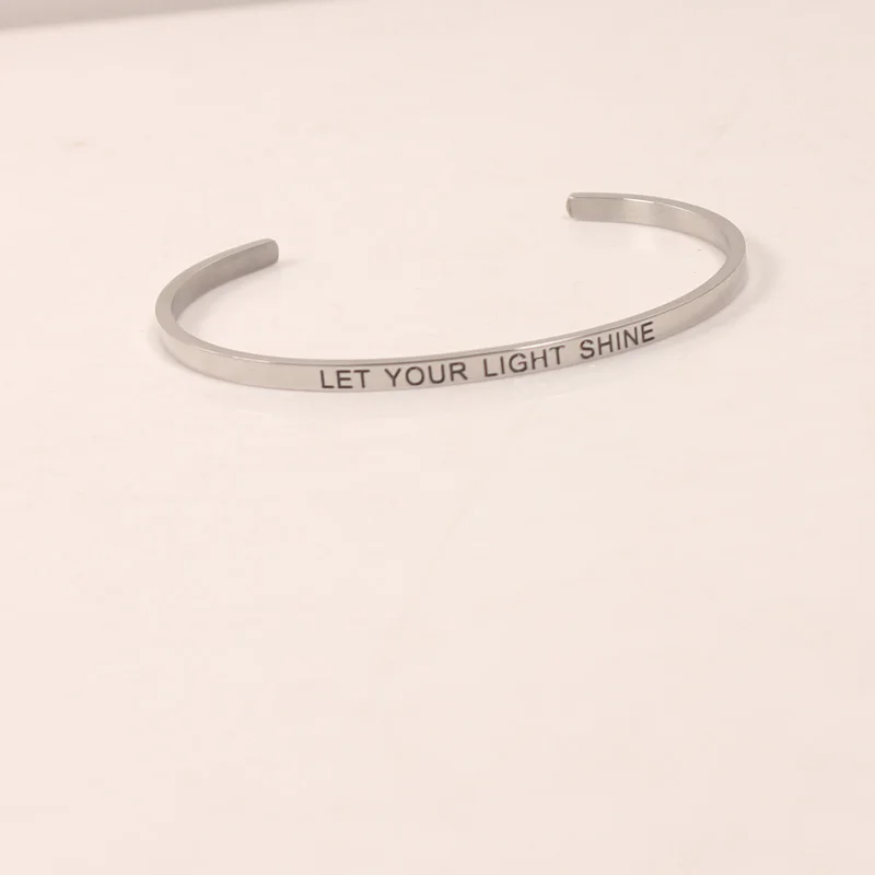 Новейшая модель Пусть ваш светильник блеск цитаты мантра браслеты 316L