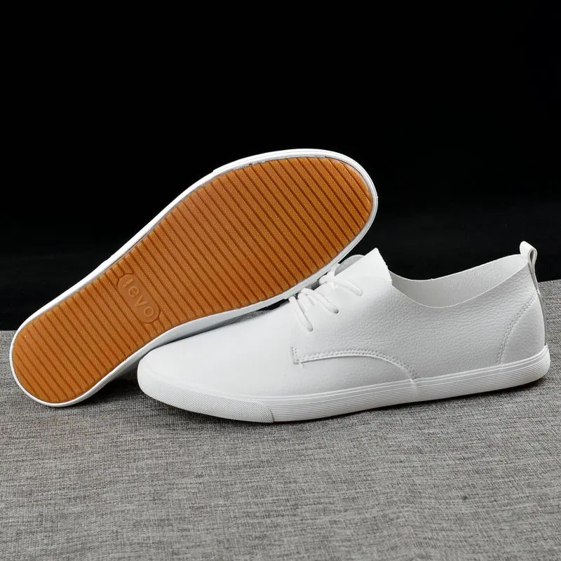 

2020 New Fashion Brand Men Casual Shoes Genuine Leather Men Shoes Lace-up Breathable Soft White Sneakers Casual Flats Men Loafer