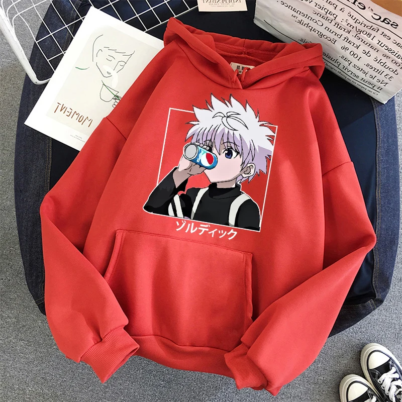 Худи Hunter x Killua худи унисекс Zaoldyeck с длинным рукавом Свободная Женская толстовка