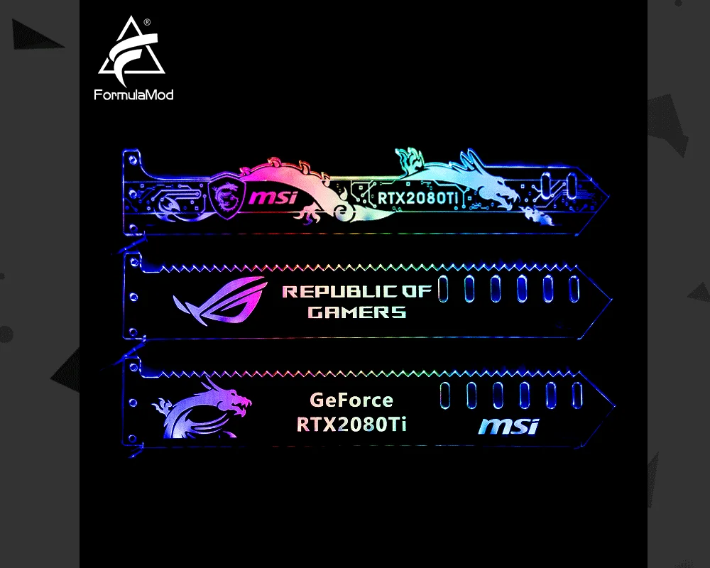 FormulaMod Fm-QJD, RGB блок GPU акриловые кронштейны, декоративные пластины GPU держатель, 5 v 3 Pin RGB синхронизация материнская плата освещение