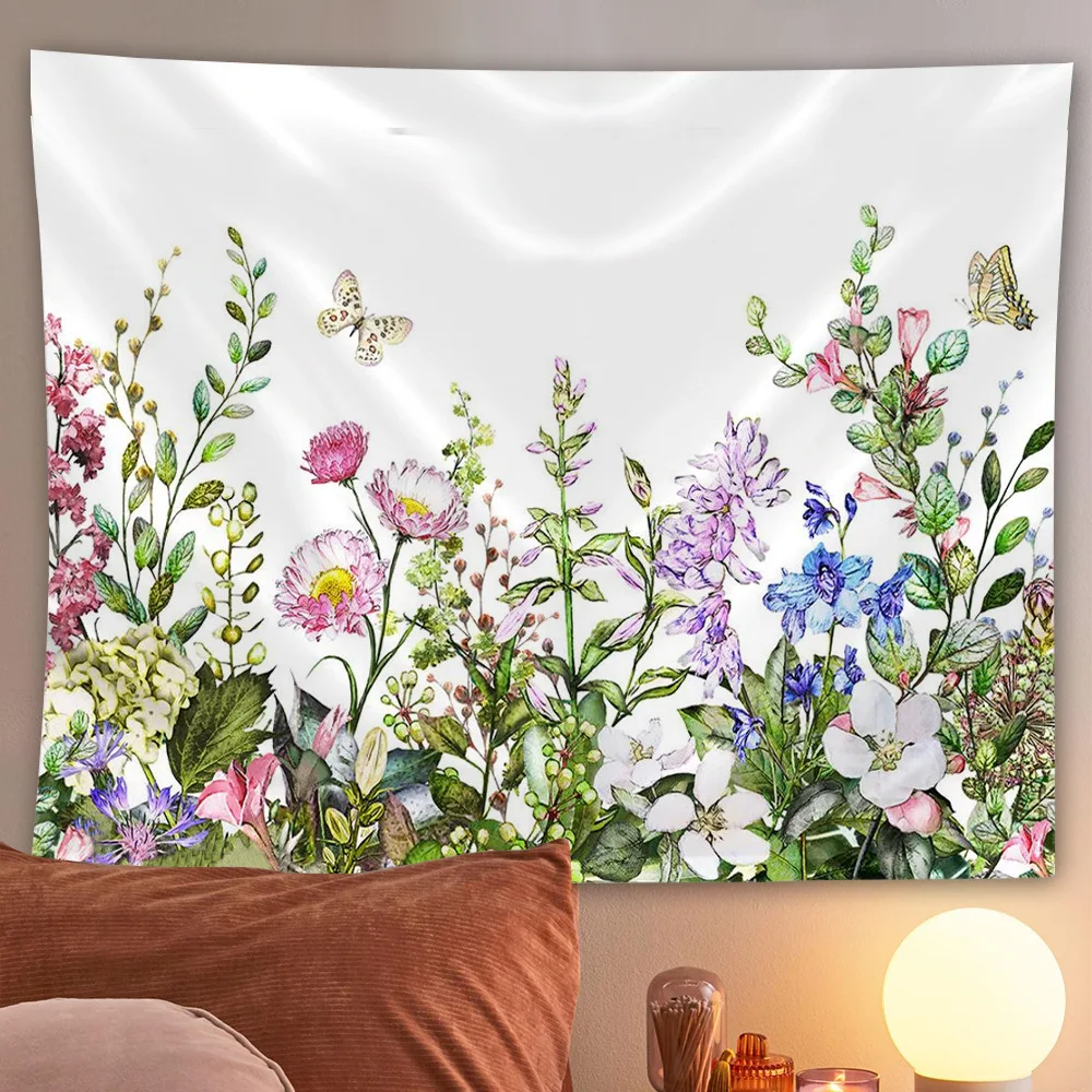 

Цветочная искусственная макраме Настенный декор для комнат фон настенная ткань многофункциональный домашний декор гобелен для спальни на...