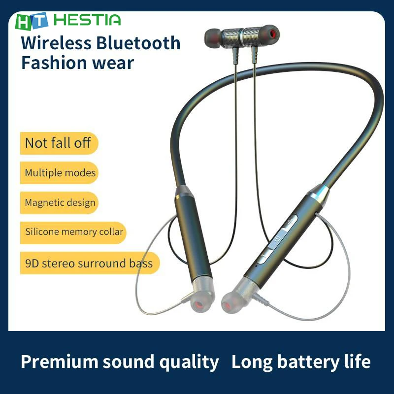 

YD08-2 Bluetooth 5.0 Plug-In Card Hanging Neck Headset Magnetic Sports Ultra-Long Battery Life In-Ear Bluetooth Headset Earphone