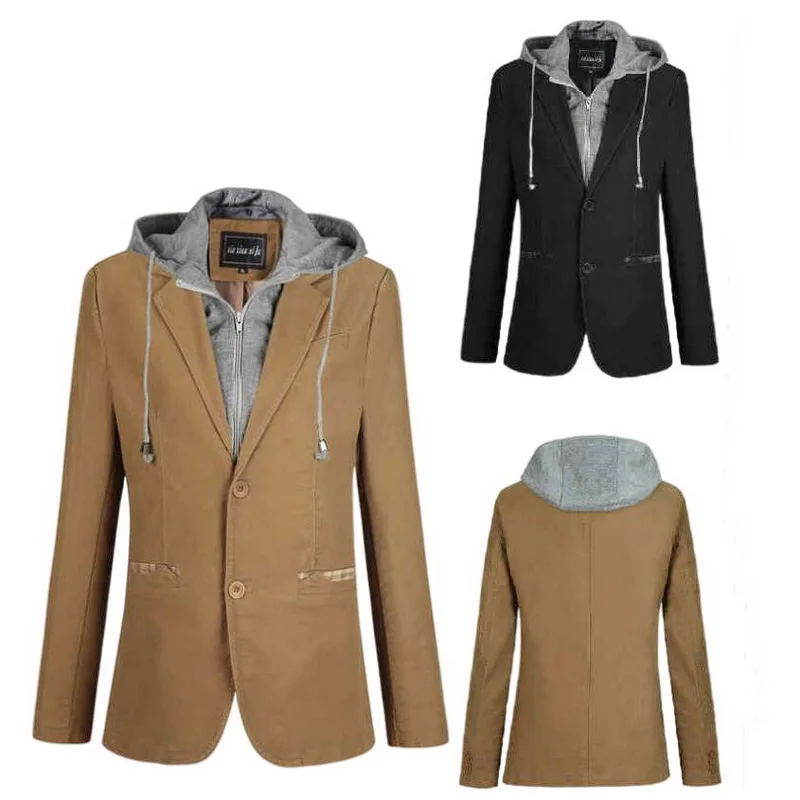 Для мужчин блейзеры одежда для отдыха с капюшоном пиджак мужские костюмы
